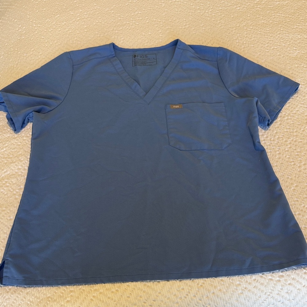 Blue V-Neck Scrub Top